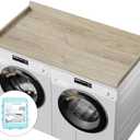 WENRENER Washer Dryer Countertop, Laundry Room Wood Topper with Edge, 27.5" x 54" Washer Dryer Cover for Top Laundry Room Storage and Organization (Oak)