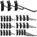 Ferraycle Slatwall Hooks 24 Pcs 4/6/8 Inch Slatwall Accessories Slat Wall Shelf Brackets Slat Wall Hanging Panel Hook Heavy Duty Pegboard Gridwall Display(Black)