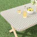 misaya Rectangle Vinyl Tablecloth, Fitted Table Cover, 100% Waterproof, Elastic Edge, Flannel Backing, Table Cloth Fit 6 Foot Folding Tables for Picnic, Camping, Outdoor (Weave, 72"×36")