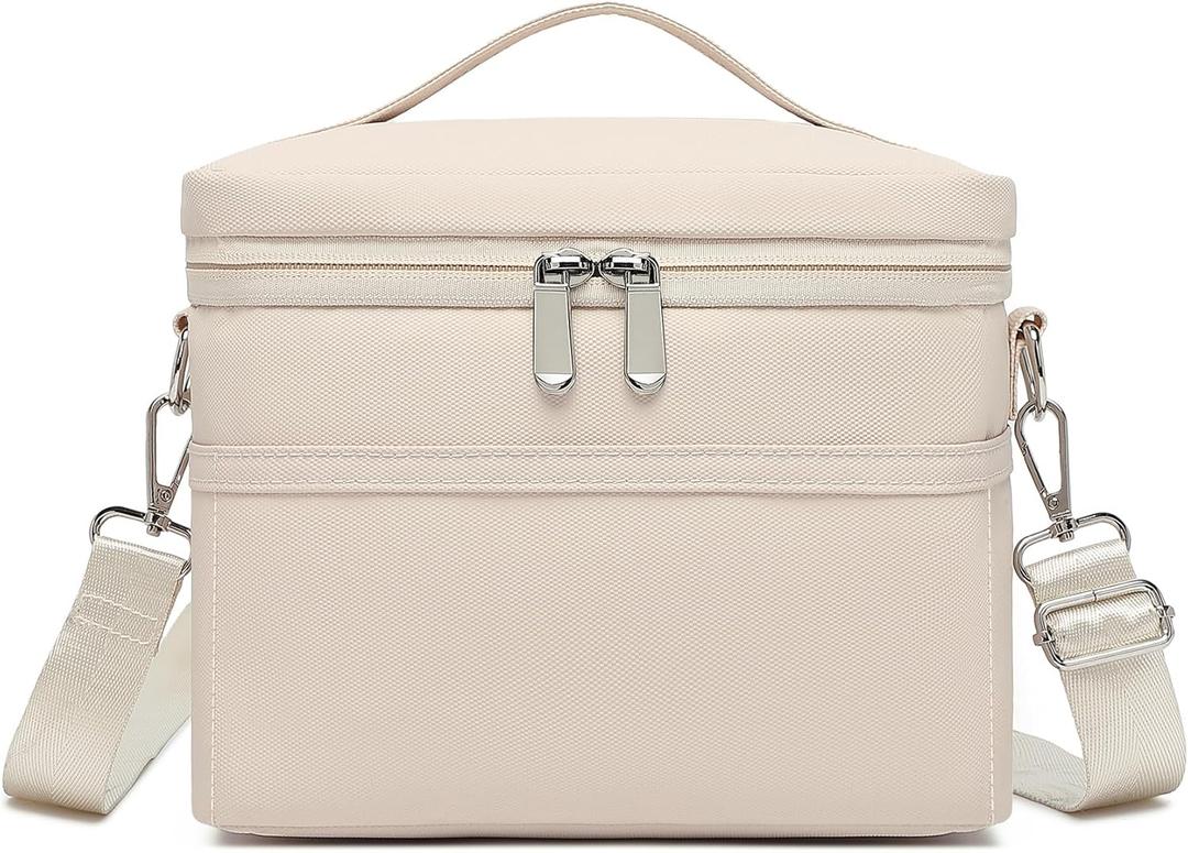Insulated Lunch Bag for Women Adult Lunch Box Lightweight Waterproof Lunchbox Soft Cooler Reusable Lunch Bags for Work (Small(4 L), Cream)