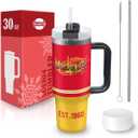 Kansas 30 oz Tumbler with Handle and Straw,Car cup,Coffee Mug,100% Leakproof Insulated Tumbler with Lid and Straw,Made of Stainless Steel,Cup Holder Friendly Base,Classic Collection Gifts for Fans