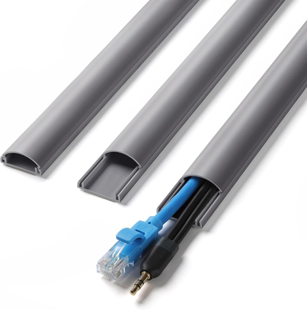 ZhiYo Cord Covers for Wires on Wall, 39in(3 x L13in) Cable Hider for Hiding 1-2 Cables, PVC Wire Covers for Cords on Wall Mount TV in Home or Office, Grey W1in x H0.41in
