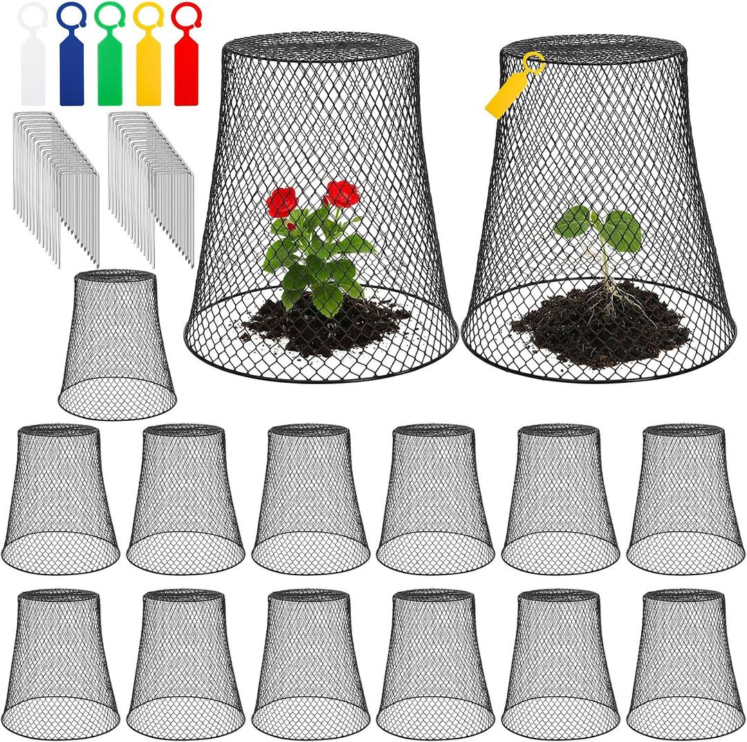 SOUJOY 15 Pcs 12 Inch Large Chicken Wire Cloche Plant Protector Cover, Heavy Duty Metal Garden Plant Protector from Animals, Plant Cages for Keeping Bunnies, Chickens, Squirrels, Birds Other Out