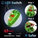 2 x 3 Way Extension Cord with LED Switch, 3.28FT Heavy Duty Green Power Cord Splitter,18AWG,10A/1250W,Automatic Overcurrent Protection,Indoor Use,for High-Power Electrical Appliances