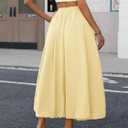 ELLEVEN Women's Bubble Maxi Skirt, Elastic Waist Puffy Hem A-Line Skirts (S)