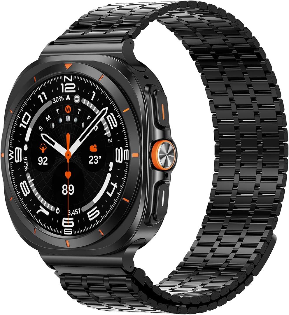 LETOID Magnetic Metal Band Designed for Samsung Galaxy Watch Ultra 47mm (2025/2024), Men Stainless Steel Adjustable Replacement Strap Solid Magnet Clasp Wristbands