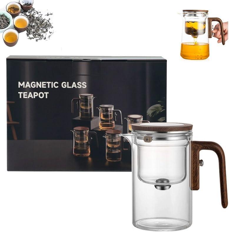 Enchanti Tea Pot, Magnetic Glass Teapot with Removable Infuser, with Strainer and Handle for Home, Gifting, Outdoor and Office (no cup,600ml)