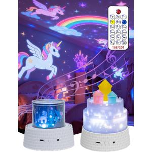 Carousel Kids Projector Night Light, 12 Music+23 Films, Rechargeable 1800mah Light Projector for Kid Room, 360 Rotating Night Light for Kids with Remote Timer, Princess Lamp for Girls Bedroom