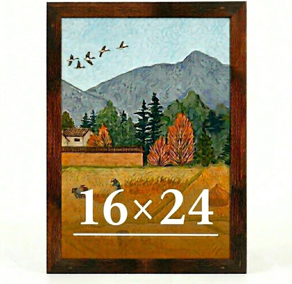 16x24 Picture Frame for Wall Display, 16x24 Brown Picture Frame with Shatter Resistant Plexiglass, Stable and Sturdy 16 x 24 Poster Frame for Wall Display, Handpicked Gift Collection, 1 Pack