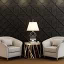 Art3d PVC 3D Wall Panel, Decorative Wall Tile in Black 12-Pack 19.7"x19.7"