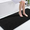 OLANLY Bathroom Rugs 59x24, Extra Soft Absorbent Chenille Bath Rugs, Rubber Backing Quick Dry, Machine Washable Bath Mats for Bathroom Floor, Tub and Shower, Home Decor Accessories, Black (59" x 24")