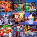 Christmas Inflatables Gingerbread Man Girl Lighted Yard Lawn Inflatable Decoration with Built-in Fan and Stakes Ropes Holiday Party Decor, Christmas Decor, 3 F