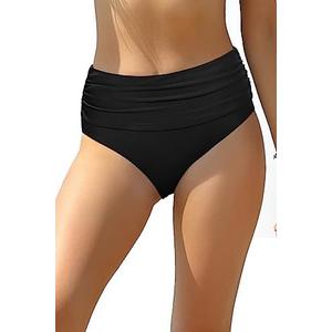SHEKINI Women's Swimwear Bottoms Swimsuit Bottom Ruched Tummy Control Bikini High Waisted Bathing Suit Bottoms XL
