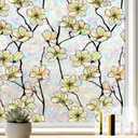Kromapolis Window Privacy Film, Stained Glass Magnolia Floral 35.4″ x 78.7″