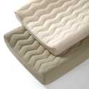 lulumoon Muslin Changing Pad Cover: Baby Cotton Quilted Changing Table Cover - Soft Changing Pad Sheets for Boys Girls (Olive & Cream)