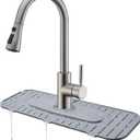 Upgraded Version Silicone Faucet Mat, Kingmall Kitchen Faucet Mat Silicone Faucet Drip Catcher for Kitchen Faucet Drip Catcher, Tailor-Made for Faucets with 1cm(0.4 Inch) Deck PlateLight Grey