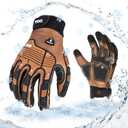 Vgo... 1 Pair -20/-4F COLDPROOF,Winter Work Leather Gloves,Impact Gloves,Anti-Vibration,Water Resistant(CA7722FW) (Medium, Brown)