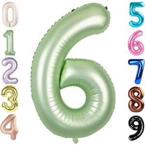 2 x Number 6 Balloon 40 Inch, 6 7 Six Seven Birthday Decorations, 6th Birthday Balloon for Boy Girl, Olive Green 16 60 61 65 Numbers Balloons Graduations Anniversary Supplies