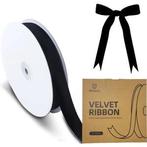 15 Yards Velvet Ribbon 1 Inch Single Face Black Velvet Ribbon Spool Prefect for Wedding, Ribbons for Gift Wrapping, Vintage Christmas Decor Tree Ornaments Wreath Hair Bows, Ribbons for Crafts