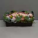 Pre-Made Flower Table Centerpieces for Dining Room Wedding Artificial Peony Table Decorations Wood Tray with Fake Flowers for Living Room Party Bar Kitchen Table(Vintage Pink)