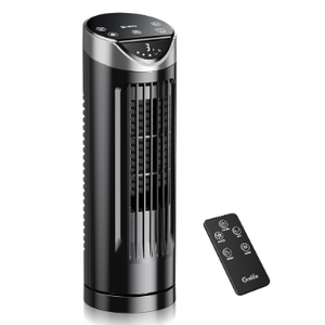 Grelife 13'' Tower Fan for Bedroom, 26dB Quiet Floor Fan with Remote, 3 Mode, 1-8H Timer, 90° Oscillating Fans for Indoors with 27ft/s Velocity, Portable Desk Table Fan for Room, Home, Office,Black