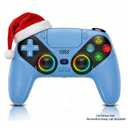 Dinosoo RGB Wireless Controller for PS5/PlayStation 5 PC, Bluetooth Controller with Turbo, Macro, Dynamic Vibration, 6-Axis Motion Control, 3.5mm Audio Jack, 1000mAh Battery, Speaker - Blue
