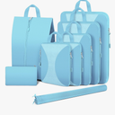 6 Set Compression Packing Cubes for Travel, Packing Cubes Compression Travel Accessories Expandable Packing Organizers for Carry on Luggage Suitcase Light Blue