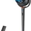 DREO Fan for Bedroom, 120° Oscillating Standing Fans, Quiet Floor Fan with DC Motor, 100ft Pedestal Fans for Room, 9 Speeds, 4 modes, 20dB, 120° Manual Vertical, 37-42" Adjustable Height, 9H Timer