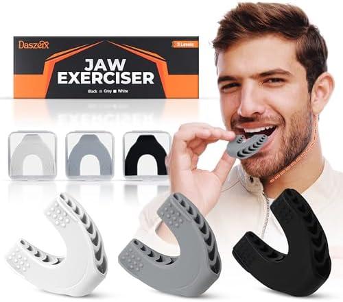 Premium Jaw Exerciser for Men & Women | 3 Resistance Levels, Silicone Jaw Trainer | Strengthen Jaw, Face & Neck Muscles, Reduce Stress & Cravings, Enhance Jawline & Chewing Power, 2 Pcs