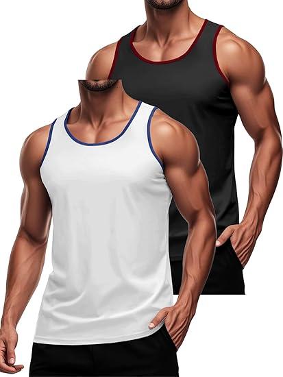 TRFIC Men's 2 Pack Quick Dry Workout Tank Top Gym Muscle Tee Fitness Bodybuilding Sleeveless T Shirt Size XL