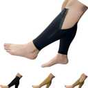 HealthyNees Shin 20-30 mmHg Compression Extra Wide Big Calf Leg Plus Size Sleeve (Black with Zipper, S/M)