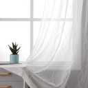 VISIONTEX Moroccan White Voile Sheer Window Curtains Panels, White Dots Patterned Semi Embroidery Faux Linen Rod Pocket Window Treatment Drapes for Living Room 54 x 95 Inch, Set of 2