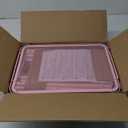 KINGRACK Kids Clothing Rack, Small Clothes Rack with Metal Basket, Wardrobe Rack with Wheels, Child Rolling Garment Rack Storage for Clothes, Coats, Skirts, Pink (Medium)