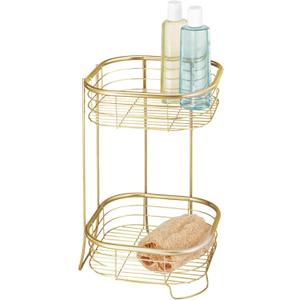 iDesign 2-Tier Bathroom Freestanding Square Shower Caddy Organizer - Gold