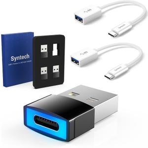 Syntech USB C to USB Adapter (2 Pack) & DrivePower USB to USB C Adapter with LED Light 4 Pack