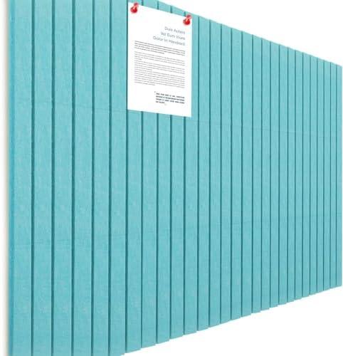 Honoson 12 Pack 47" x 35" Large Cork Board Alternative Felt Bulletin Board Wall Tiles with Safe Square Adhesive Large Roll Cork Tiles for Walls Organize Home Office Classroom Pin Panels(Lake Blue)