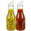 kitchentoolz 2 Pack – 32oz Salad Dressing Shaker Bottles – Tall Glass Salad Dressing Dispenser Containers with Tamper-Proof Lids for Marinades, Oils, and Sauces