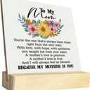 2 x To My Mom Wood Plaque Gift, Gifts for Mom From Daughter, Plaque with Wooden Stand, Meaningful Wood Sign Plaque Gift, Ideas Gift For Mom, Mother's Day Christmas Thanksgiving Birthday Gift B1