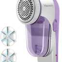 Fabric Shaver, Rechargeable Sweater Shaver, Lint Shaver with 6-Leaf Blades, Electric Lint Remover for Clothes & Furniture, Couch Pilling Remover Depiller for Removing Fuzz, Lint, Pills, Bobbles (Purple)