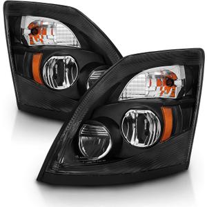 AmeriLite Black [Extreme LED High/Low Beam] 6000K Replacement Headlights Set For Volvo VNL/VNX - Driver and Passenger