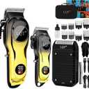 Hair Clippers Men, Cordless Clippers for Men Haircut with LED Display, Gold Gradient Zero Gap Hair Trimmer, Type-C Rechargeable Trimmer, Barber Kit, Man's Gift Set