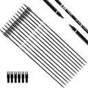 30Inch Carbon Arrow Practice Hunting Arrows with Removable Tips for Compound & Recurve Bow (Pack of 12) (Black White)