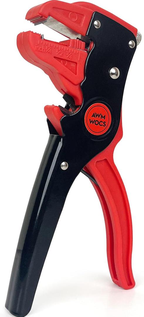 Automatic Wire Stripper and Cutter, 2 in 1 Professional Quickstrip Wire Stripper Tool, Adjustable Wire Stripping Tool for Electronic Cable and Automotive Repair (Black & Red)