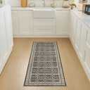 WITSHOCK Vintage 2x6 Black Brown Entryway Rug, Low Pile Non-Slip Machine Washable Runner Rug for Bedroom Living Room Dining Room Nursery Playroom Home Decor