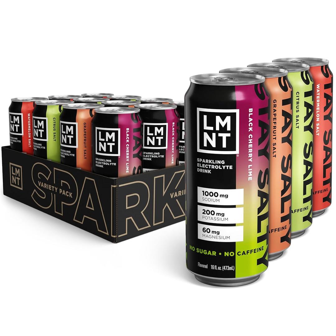 LMNT Sparkling Electrolyte Drink - Variety Pack | 12-Count (EXP 01/01/29)