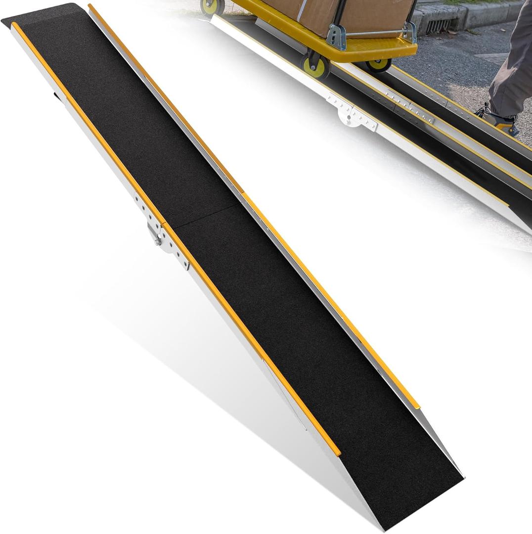 VNN 71" Aluminum Shed Ramp 1PC, 6' Folding Loading Ramp for Lawn Mower, 9.8" Wide Ramps for Shed, 600 lbs Capacity Trailer Ramps for Motorcycle, E-Bike, Dirt Bike, Scooter, Bicycle- 9.8" Wide
