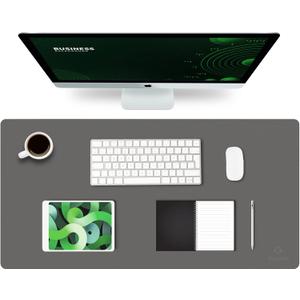 K KNODEL Large Office Leather Desk Mat, Mouse and Keyboard Pad, Computer and Laptop Mat, Desktop Protector and Cover, Writing Pad and Blotter (31.5"x15.7", Dark Gray)