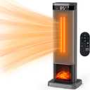 24" Space Heater, 1500W Portable Heaters for Indoor Outdoor Use, Fast Heating with 60° Oscillation, Adjustable Thermostat Up to 99°F, Tip-Over Protection & 12H Timer for Bedroom, Office, Sliver