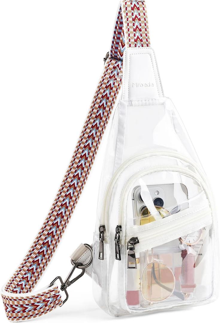 Clear Bag for Stadium Events Approved Clear Purses for Women Crossbody Transparent Bag Stadium Bags for Concert Sport (2-1 White)