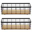 2 Pack Small Wire Baskets, Narrow Rustic Storage Bin for Bathroom Counter, Farmhouse RectangleOrganizer Tray for Kitchen Countertop, Pantry, RV, Office Decorative